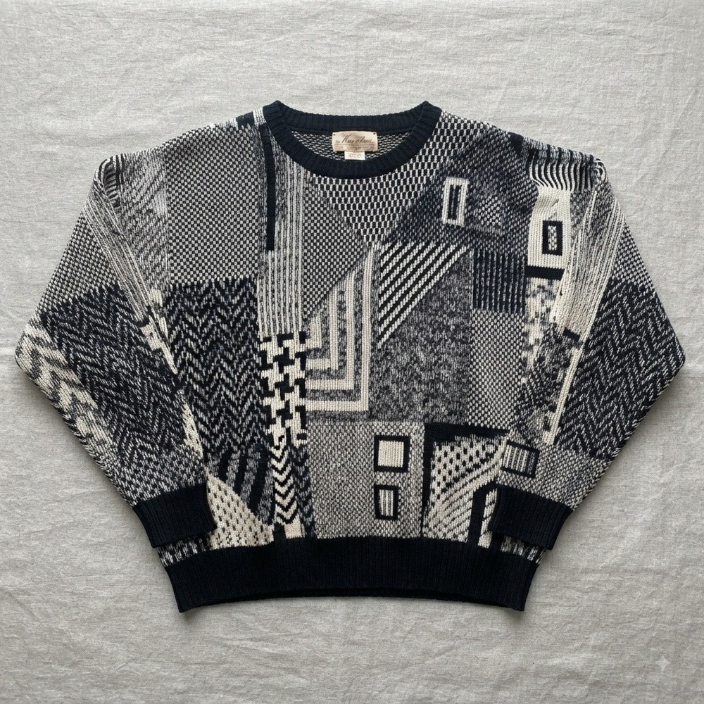 vtg 80s coogi Sweater Abstract Geometric grandpacore retro relaxed streetwear